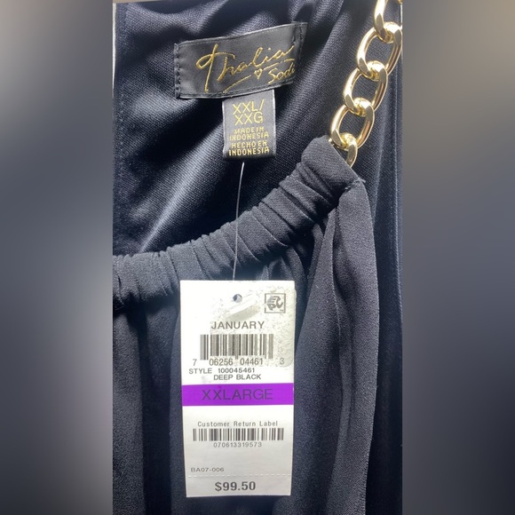 Thalia Sodi Black Maxi Halter Dress with Gold Chain Accent at Neckline Size XXL - Picture 7 of 11